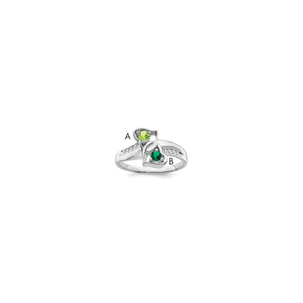 14k White Gold Synthetic Family Jewelry Ring