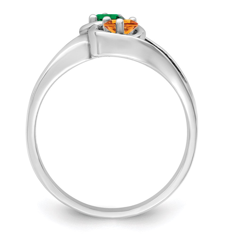 Sterling Silver Rhodium-plated Imitation and Diamond Couple Ring