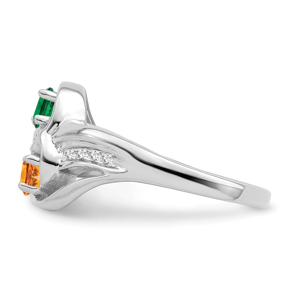 14k White Gold Synthetic Family Jewelry Ring