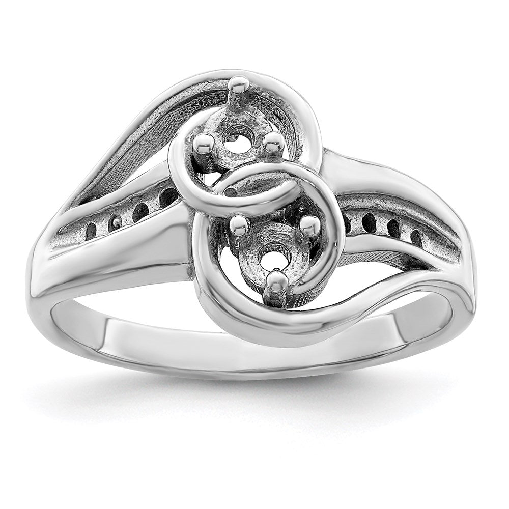 Sterling Silver Rhodium Personalized Imitation & Diamond Couple Ring
