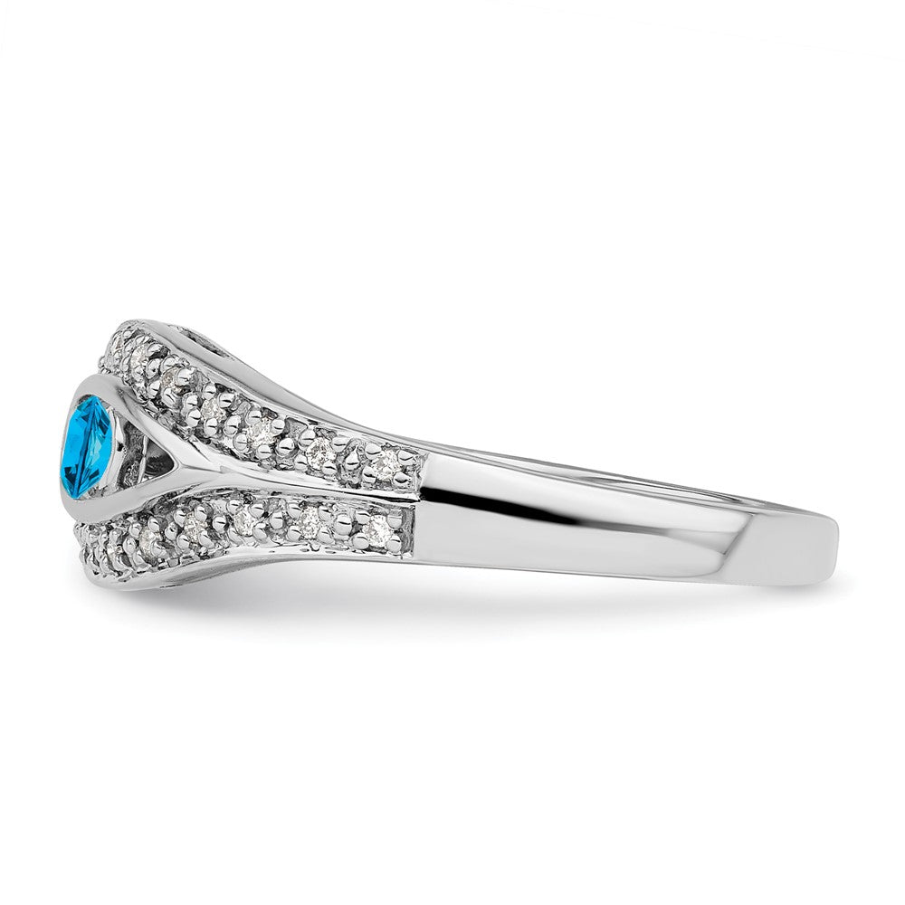 14K White Gold Family Jewelry Synthetic Stone & Diamond Set Ring