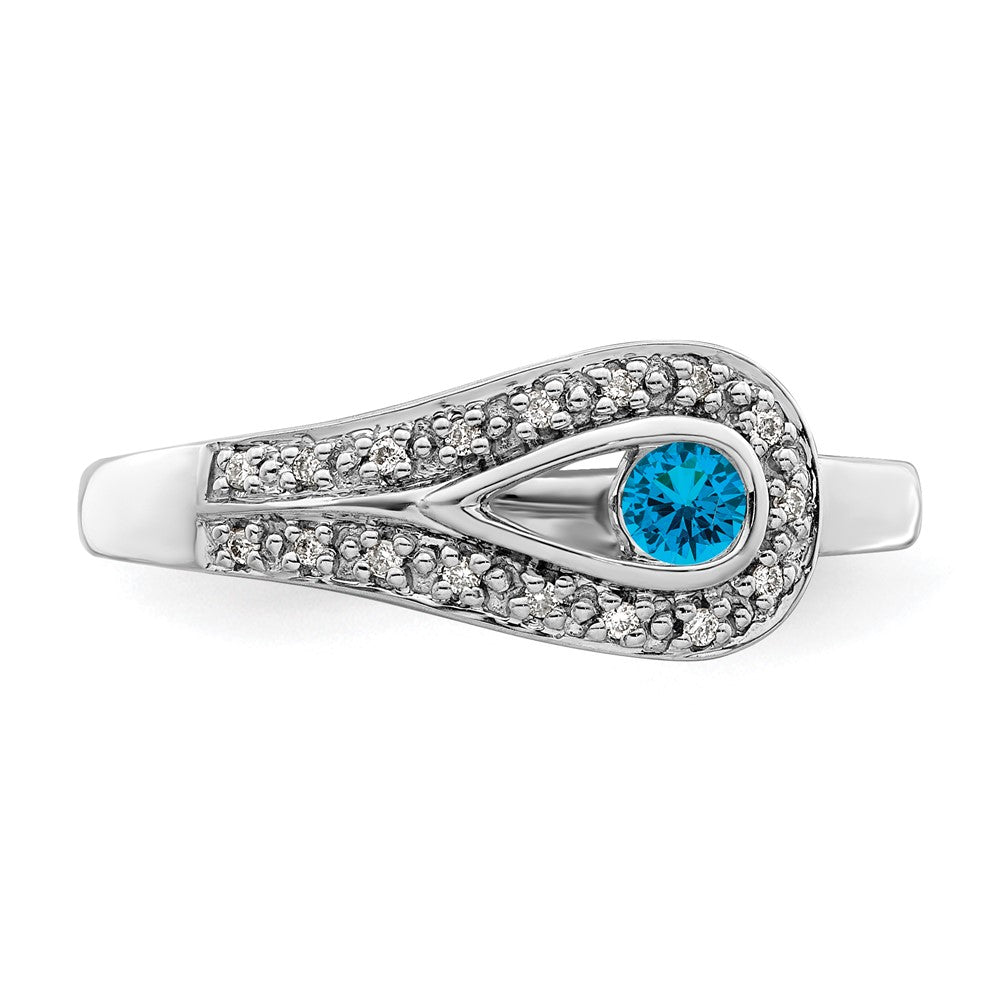 14K White Gold Family Jewelry Genuine Stone & Diamond Set Ring