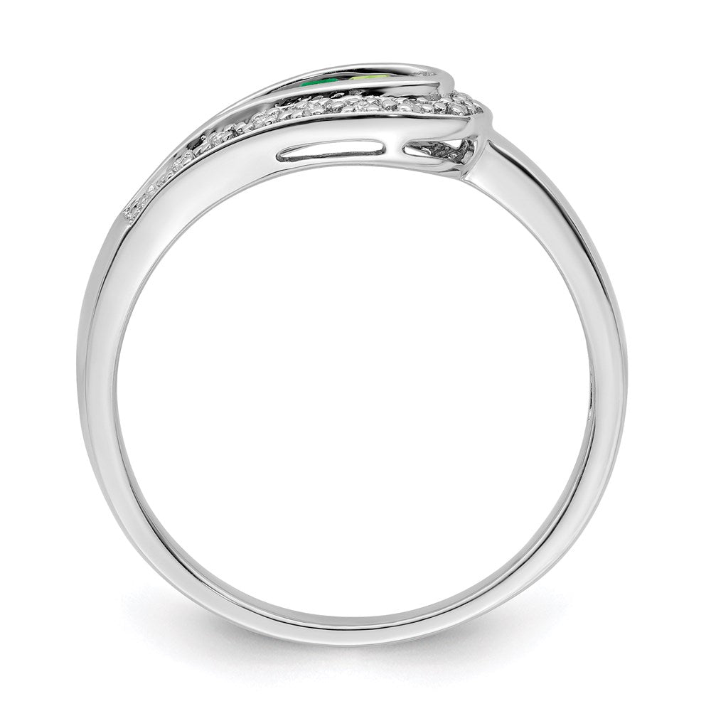 14K White Gold Family Jewelry Synthetic Stone & Diamond Set Ring