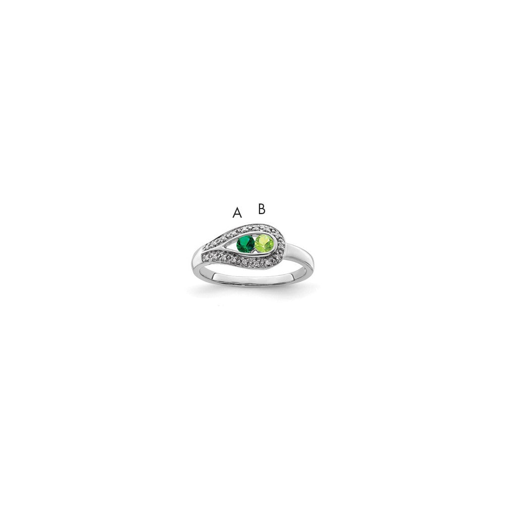 14K White Gold Family Jewelry Synthetic Stone & Diamond Set Ring