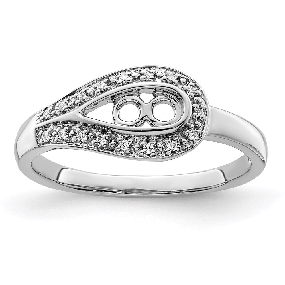 14K White Gold Family Jewelry Synthetic Stone & Diamond Set Ring