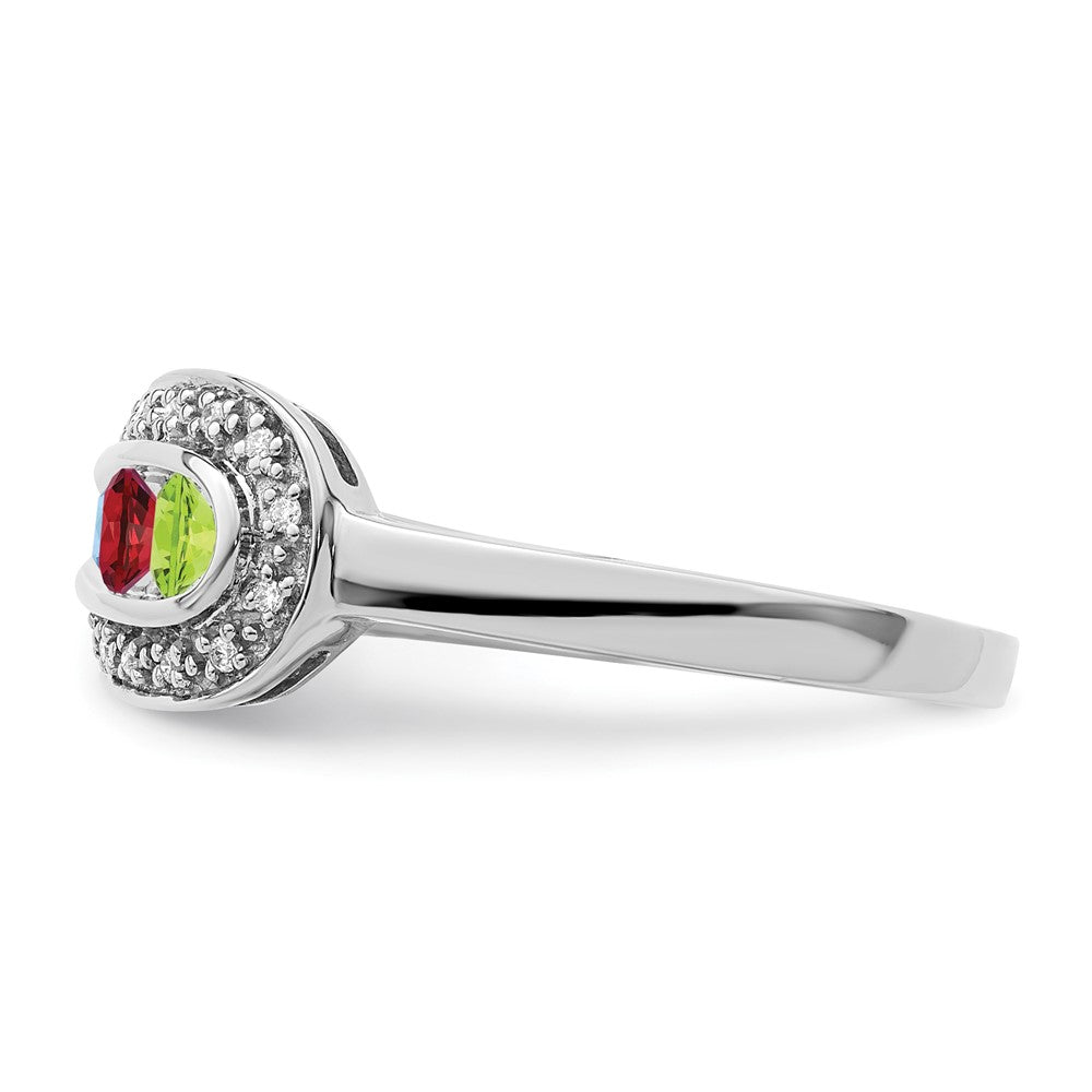14K White Gold Family Jewelry Synthetic Stone & Diamond Set Ring