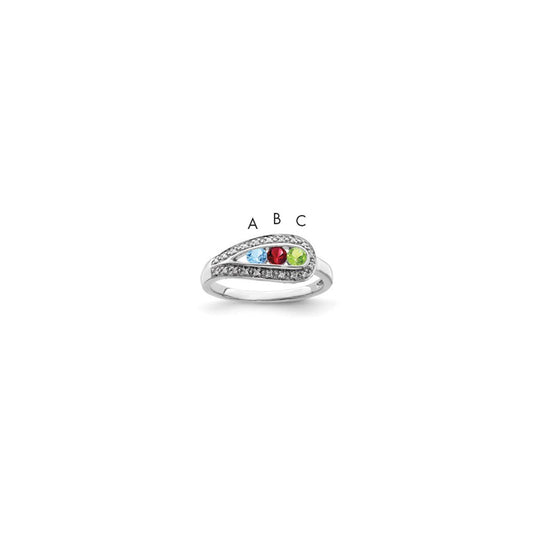 14K White Gold Family Jewelry Diamond Semi-Set Ring