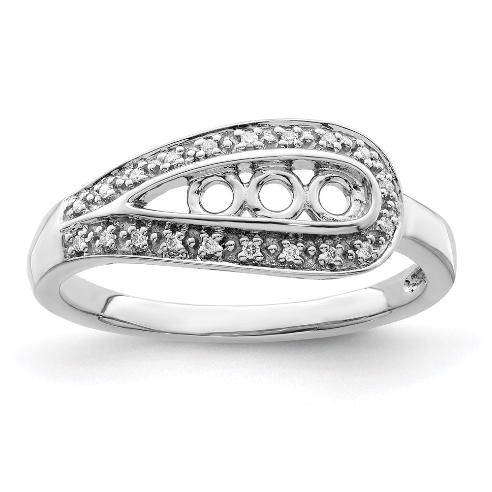 14K White Gold Family Jewelry Diamond Semi-Set Ring