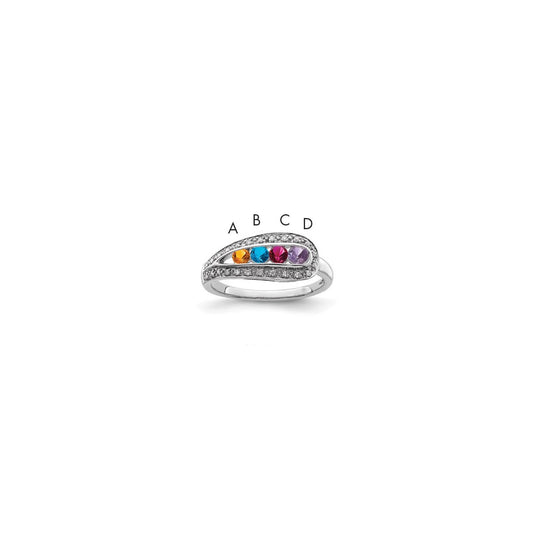 14K White Gold Family Jewelry Diamond Semi-Set Ring