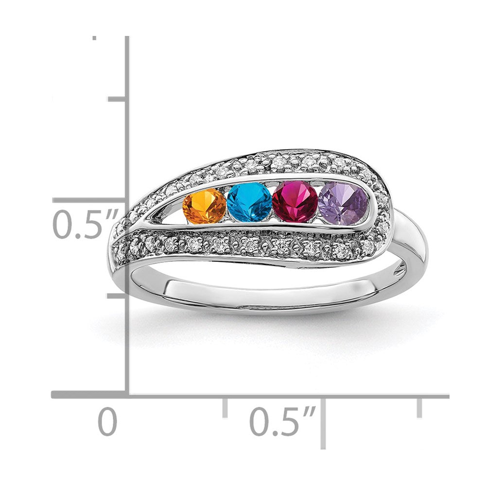 14K White Gold Family Jewelry Genuine Stone & Diamond Set Ring