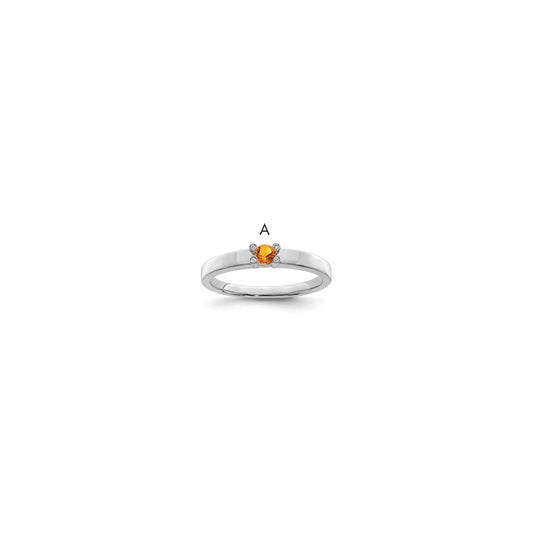 14K White Gold Family Jewelry Synthetic Stone & Diamond Set Ring