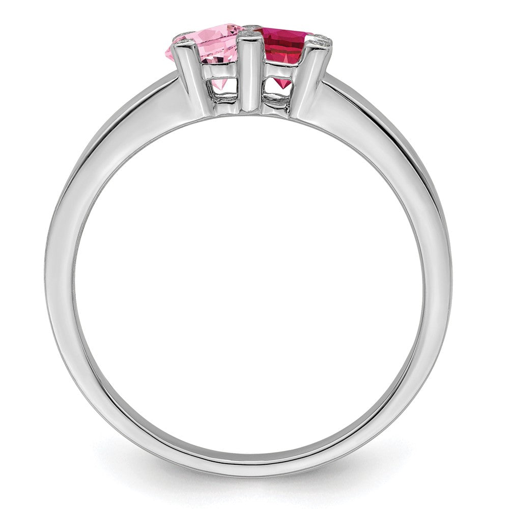 14K White Gold Family Jewelry Genuine Stone & Diamond Set Ring