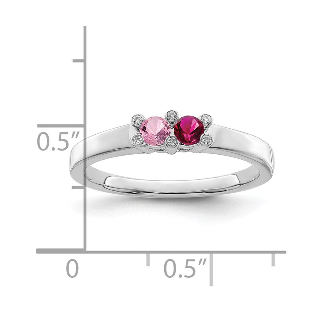 14K White Gold Family Jewelry Genuine Stone & Diamond Set Ring