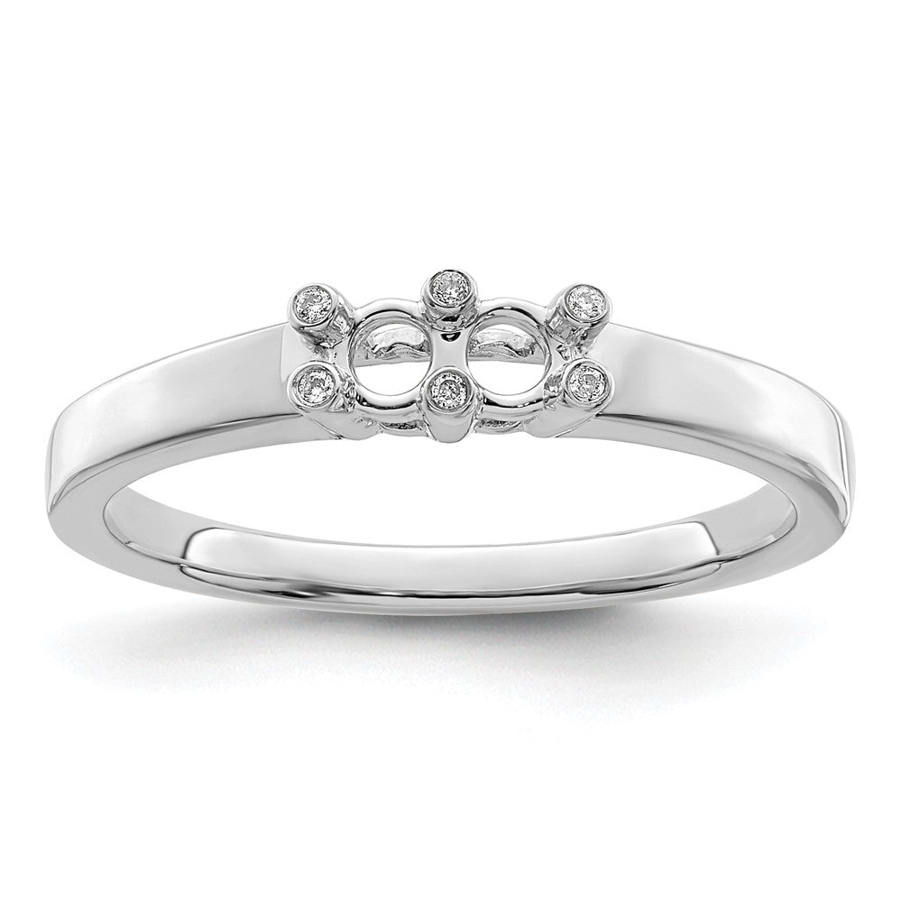 14K White Gold Family Jewelry Genuine Stone & Diamond Set Ring