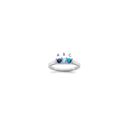14K White Gold Family Jewelry Synthetic Stone & Diamond Set Ring