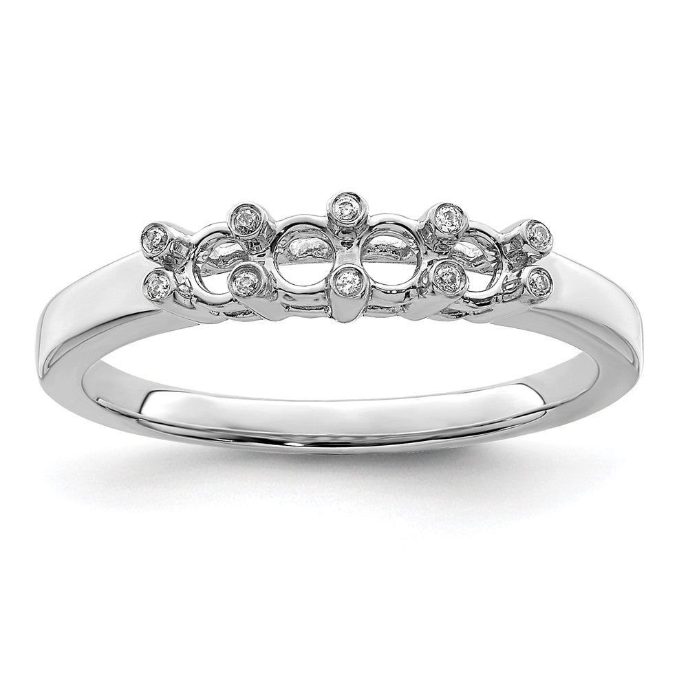 14K White Gold Family Jewelry Diamond Semi-Set Ring
