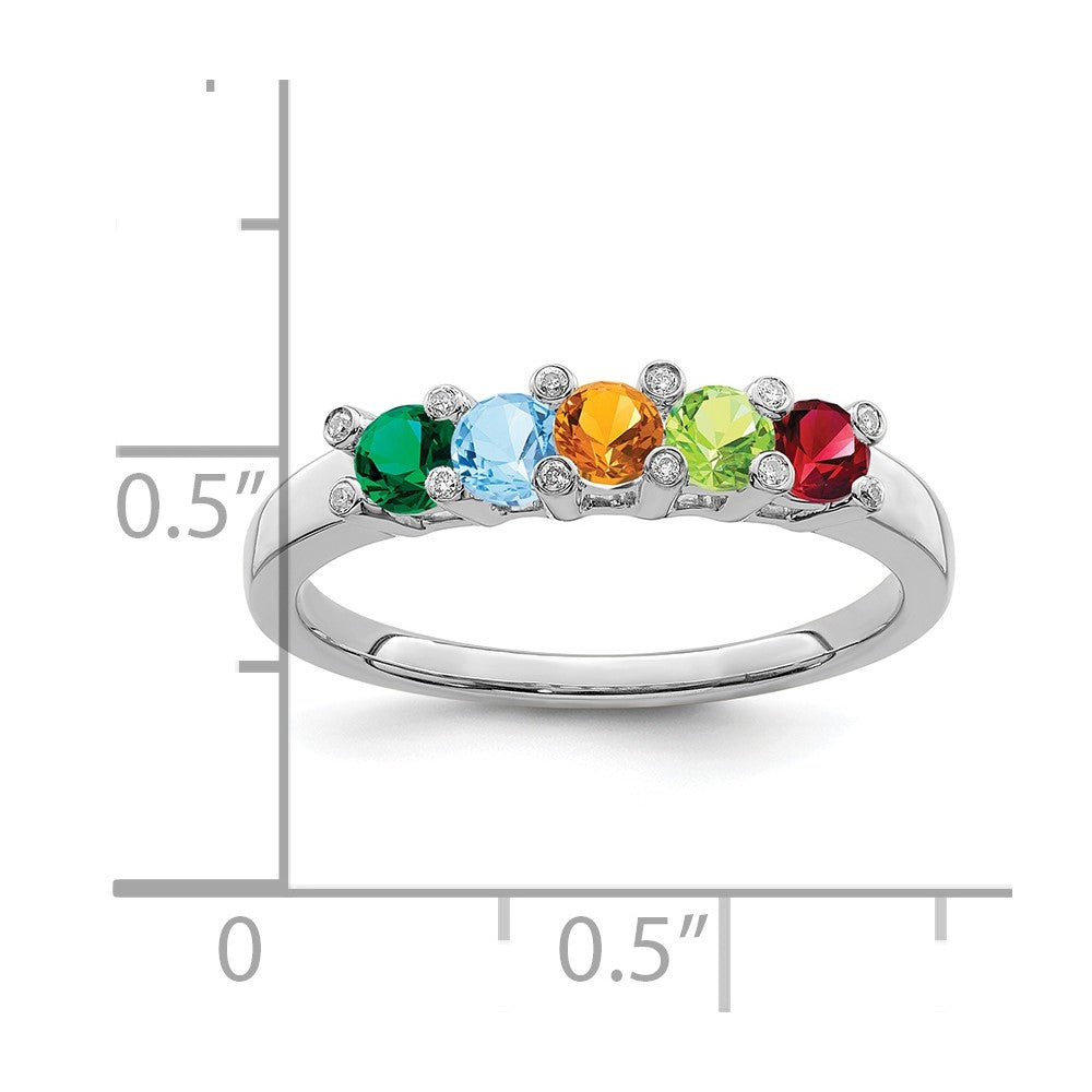 14K White Gold Family Jewelry Genuine Stone & Diamond Set Ring