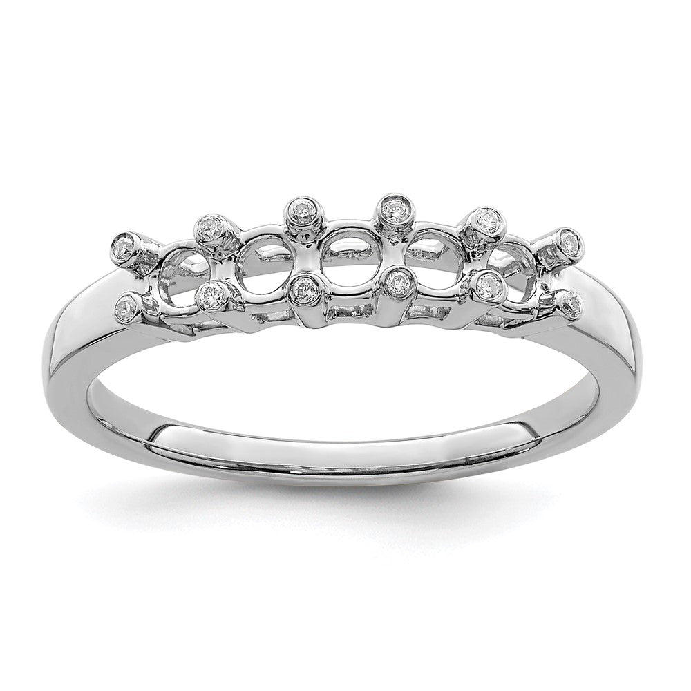 14K White Gold Family Jewelry Synthetic Stone & Diamond Set Ring
