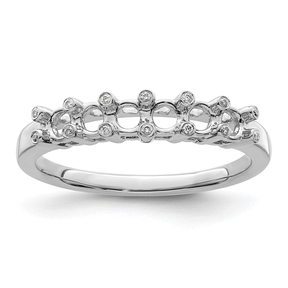 14K White Gold Family Jewelry Synthetic Stone & Diamond Set Ring