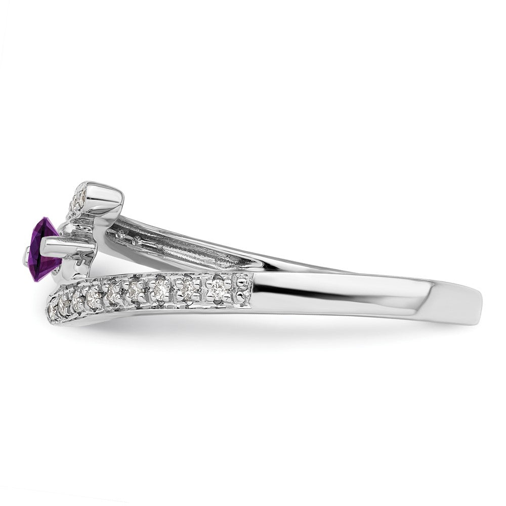 14K White Gold Family Jewelry Synthetic Stone & Diamond Set Ring