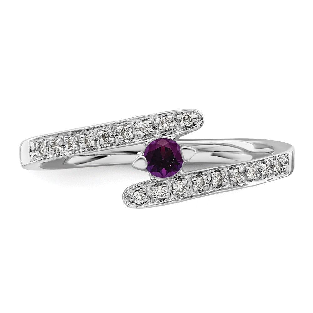 14K White Gold Family Jewelry Genuine Stone & Diamond Set Ring