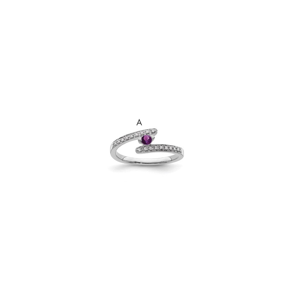 14K White Gold Family Jewelry Genuine Stone & Diamond Set Ring