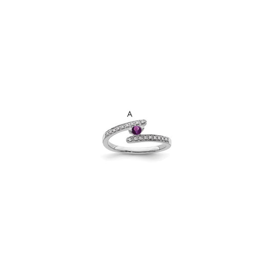 14K White Gold Family Jewelry Synthetic Stone & Diamond Set Ring