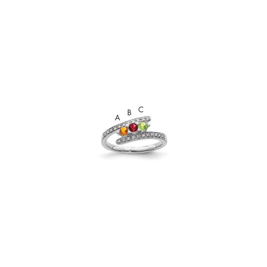 14K White Gold Family Jewelry Diamond Semi-Set Ring