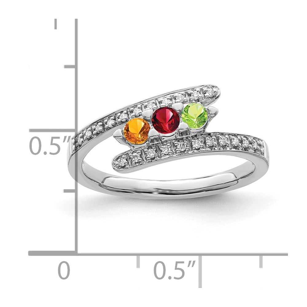 14K White Gold Family Jewelry Synthetic Stone & Diamond Set Ring