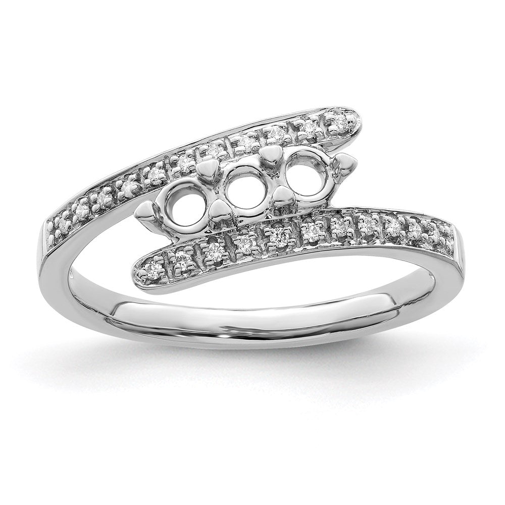 14K White Gold Family Jewelry Genuine Stone & Diamond Set Ring