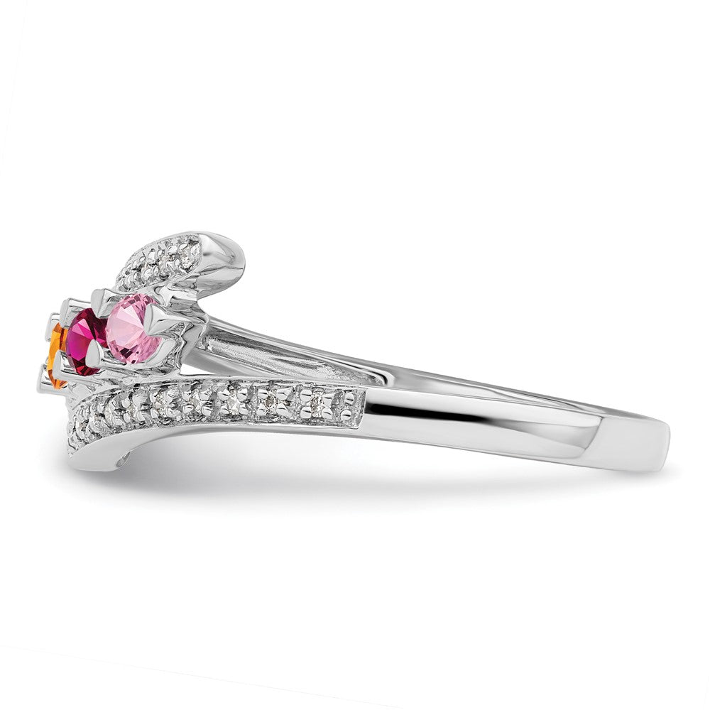 14K White Gold Family Jewelry Genuine Stone & Diamond Set Ring