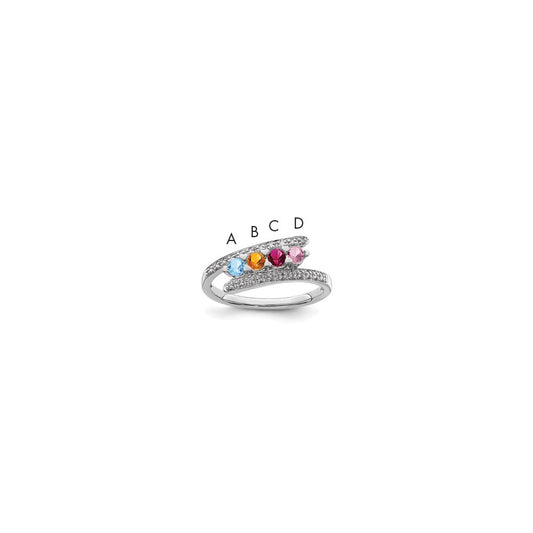 14K White Gold Family Jewelry Synthetic Stone & Diamond Set Ring