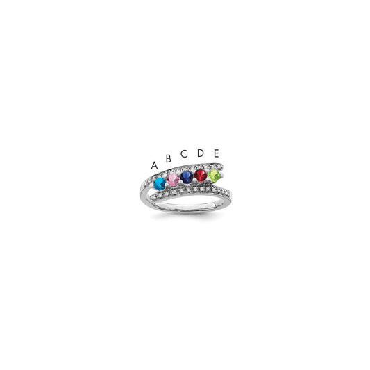 14K White Gold Family Jewelry Diamond Semi-Set Ring