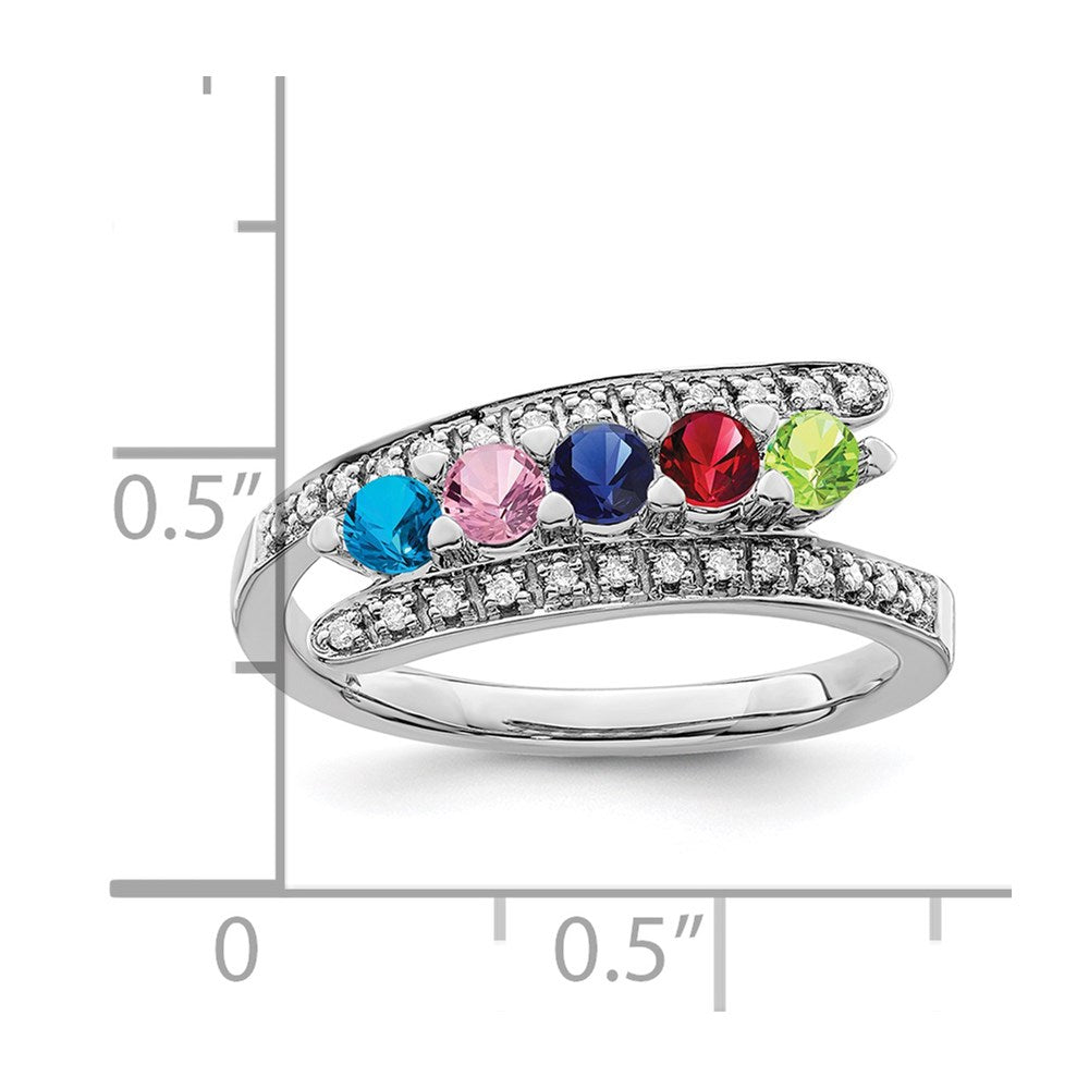 14K White Gold Family Jewelry Synthetic Stone & Diamond Set Ring