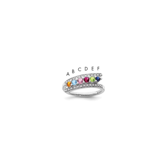 14K White Gold Family Jewelry Genuine Stone & Diamond Set Ring