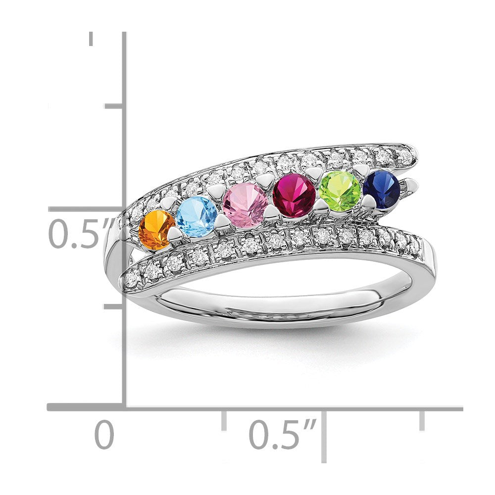 14K White Gold Family Jewelry Genuine Stone & Diamond Set Ring
