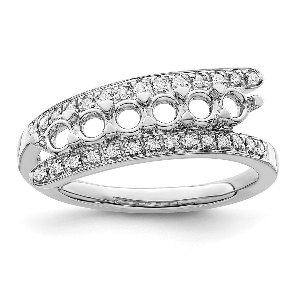 14K White Gold Family Jewelry Synthetic Stone & Diamond Set Ring