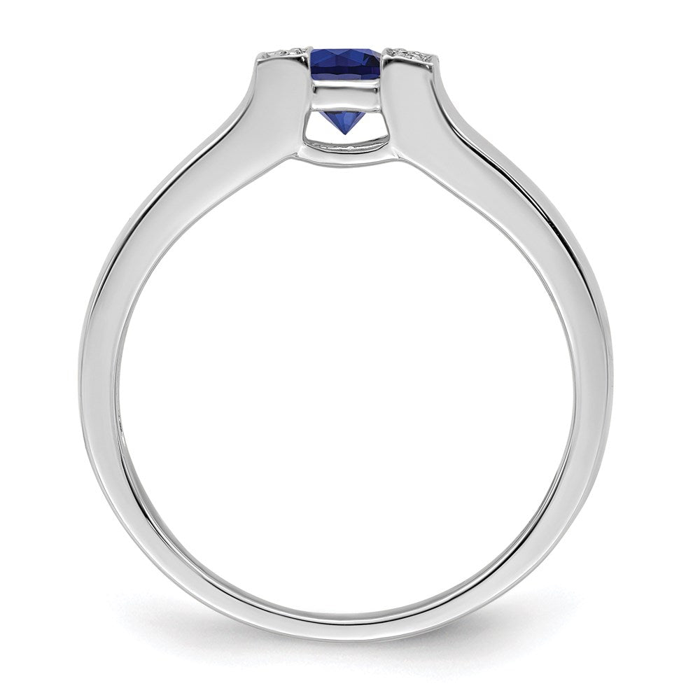 14K White Gold Family Jewelry Genuine Stone & Diamond Set Ring