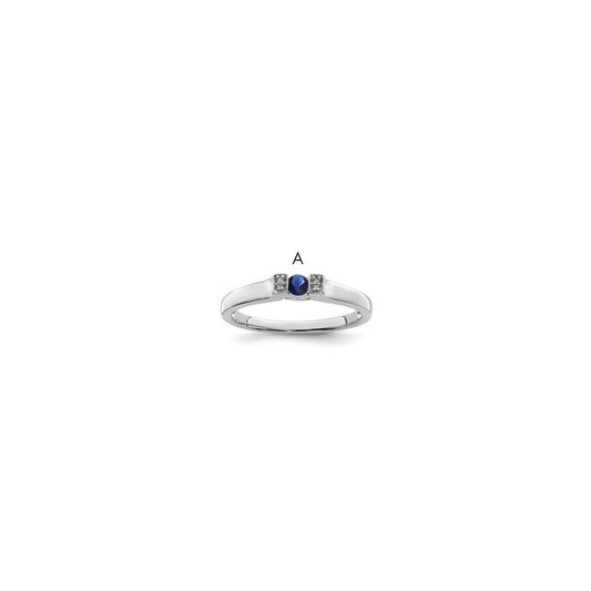 14K White Gold Family Jewelry Genuine Stone & Diamond Set Ring