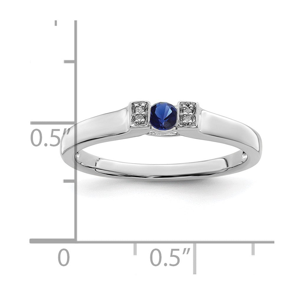 14K White Gold Family Jewelry Synthetic Stone & Diamond Set Ring