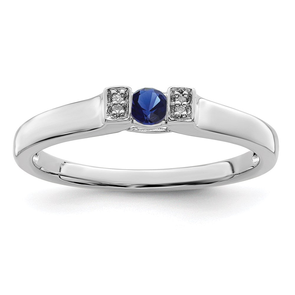 14K White Gold Family Jewelry Genuine Stone & Diamond Set Ring