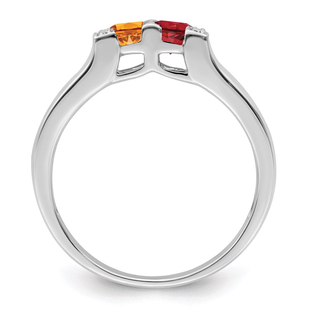 14K White Gold Family Jewelry Synthetic Stone & Diamond Set Ring