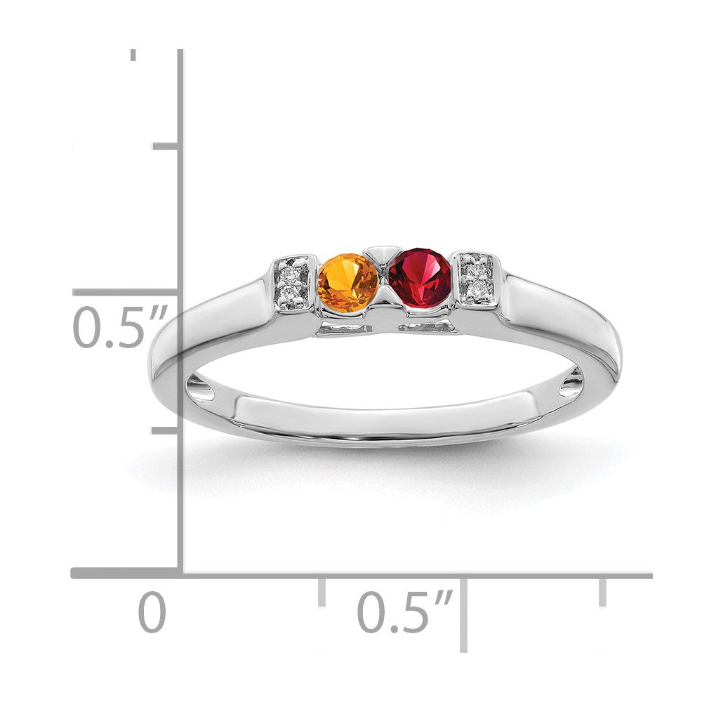 14K White Gold Family Jewelry Genuine Stone & Diamond Set Ring