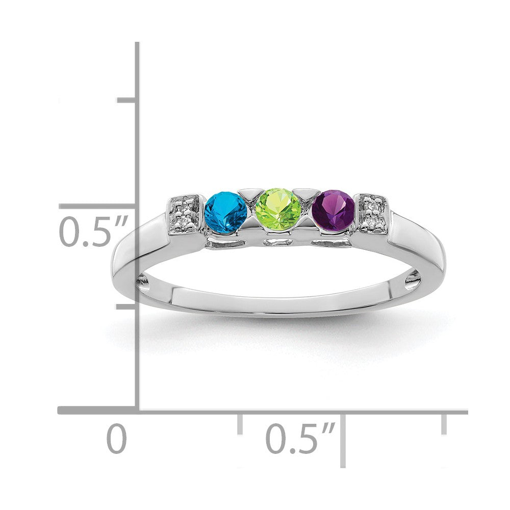 14KW Family Jewelry Genuine Stone & Diamond Set Ring