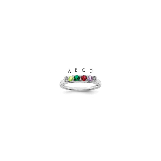 14K White Gold Family Jewelry Synthetic Stone & Diamond Set Ring
