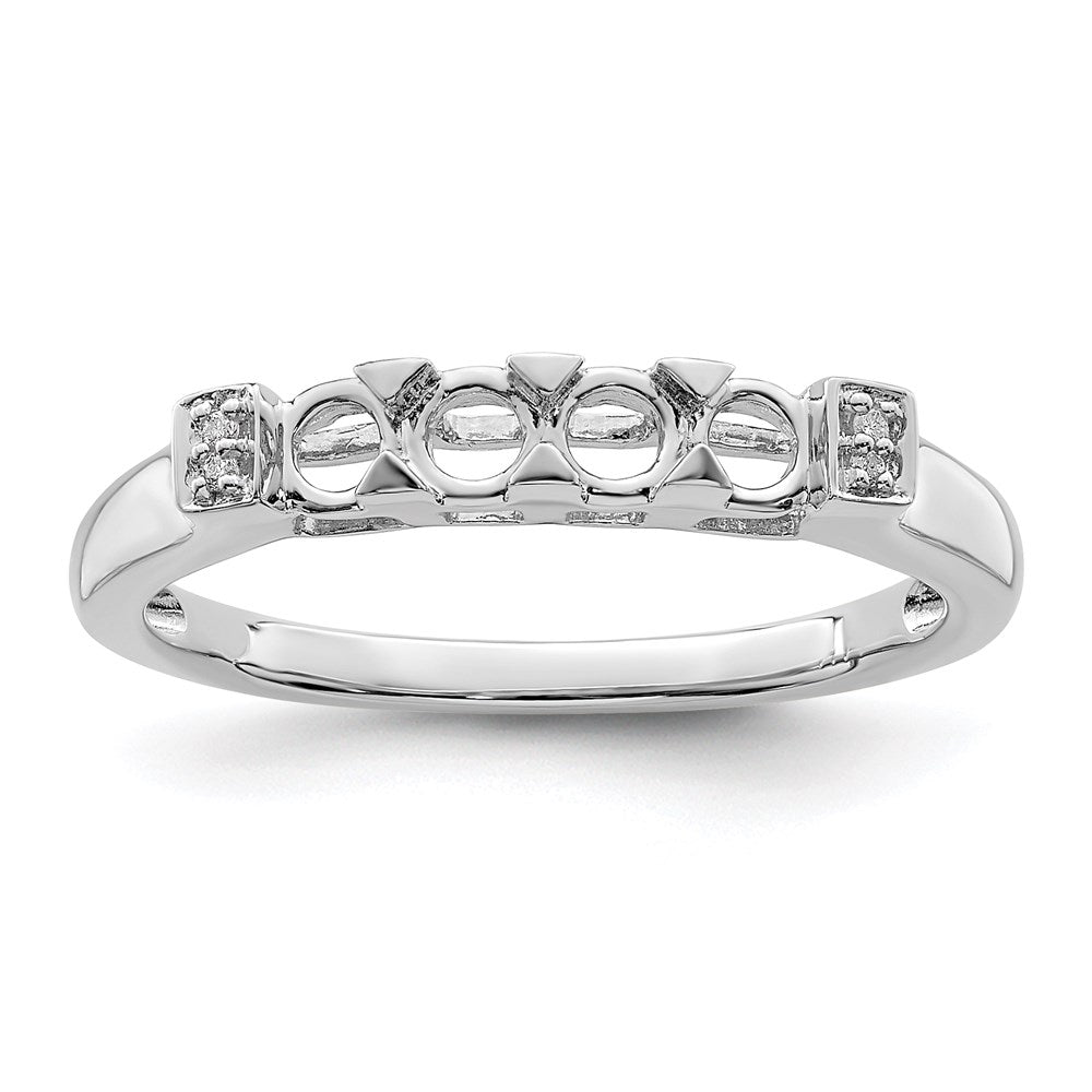 14K White Gold Family Jewelry Synthetic Stone & Diamond Set Ring