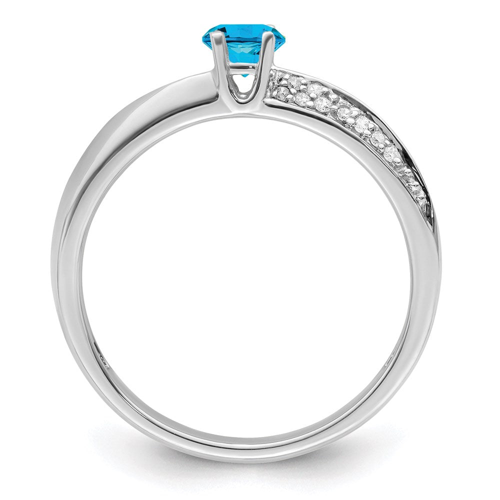 14K White Gold Family Jewelry Genuine Stone & Diamond Set Ring