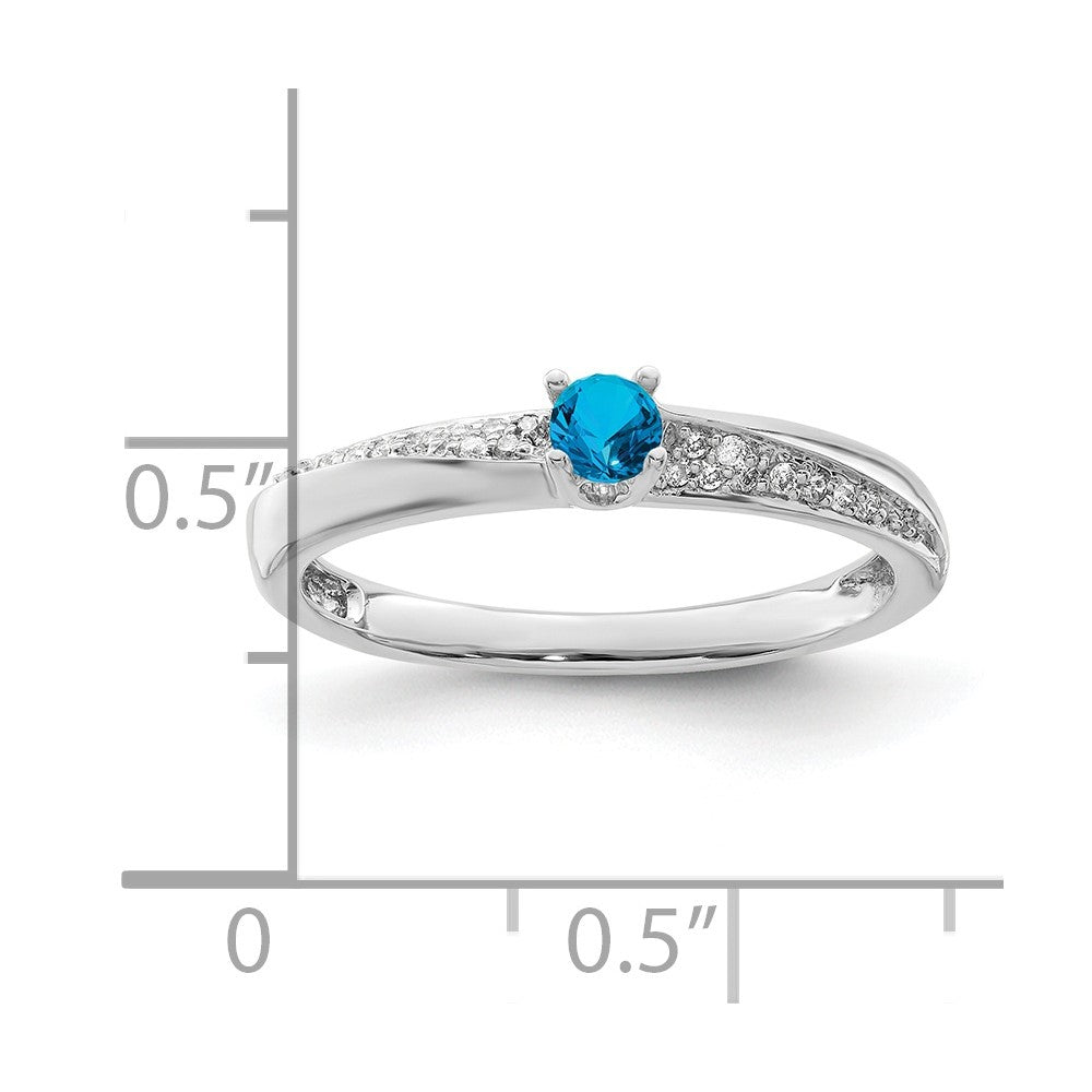 14K White Gold Family Jewelry Synthetic Stone & Diamond Set Ring