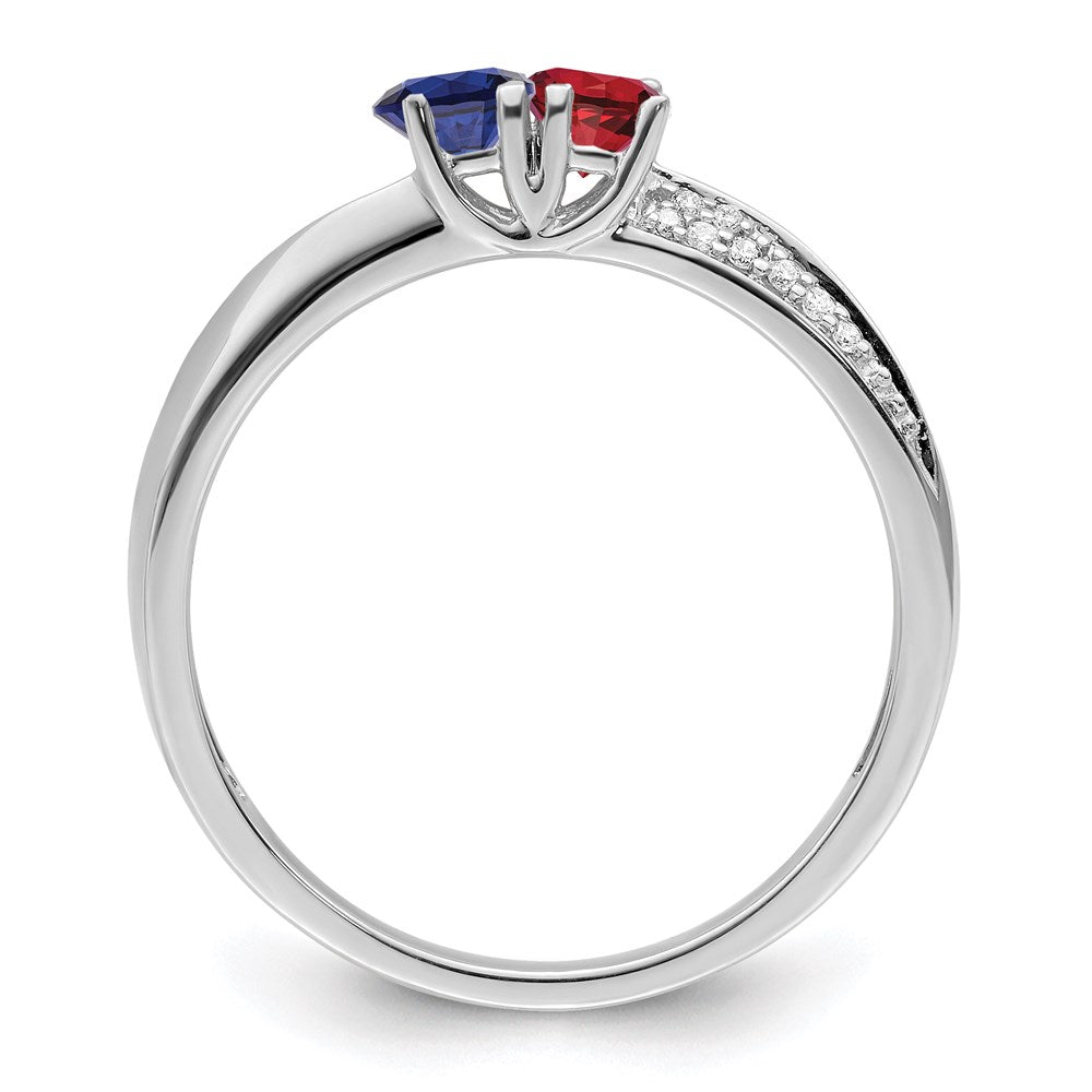 14K White Gold Family Jewelry Synthetic Stone & Diamond Set Ring