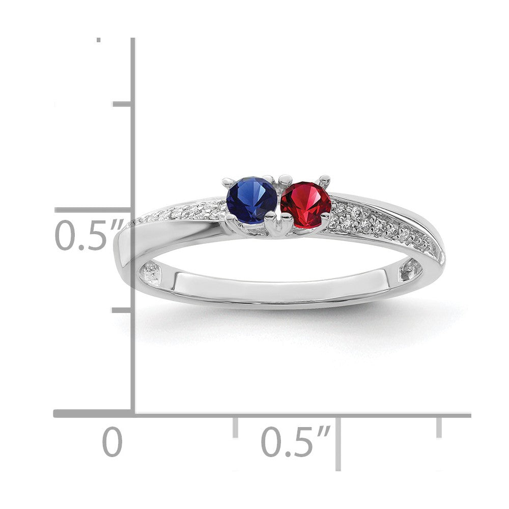 14K White Gold Family Jewelry Genuine Stone & Diamond Set Ring